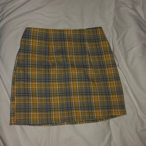 Yellow Plaid Mini Skirt